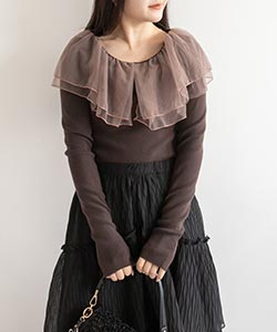 チュール衿ニット