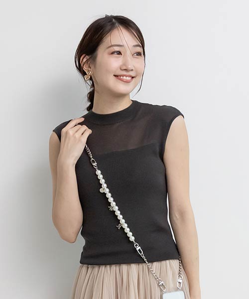【SALE】シアーノースリーブニット