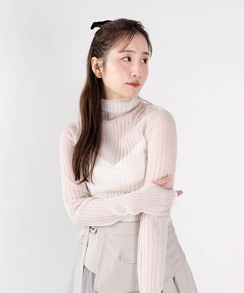 【SALE】ラメシアーリブニットトップス