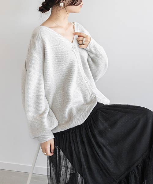 【SALE】スパンコールラメ混ニットカーディガン