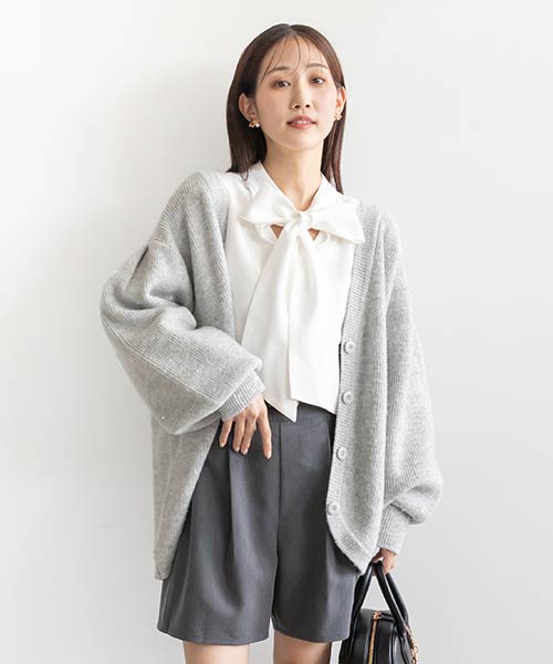 【SALE】スパンコールラメ混ニットカーディガン