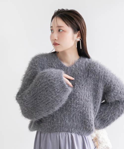 【SALE】ラメブレンドシャギーニットトップス