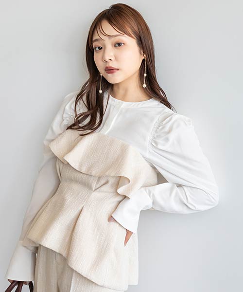 【SALE】ラッフルフリルビスチェ＆ブラウスセット