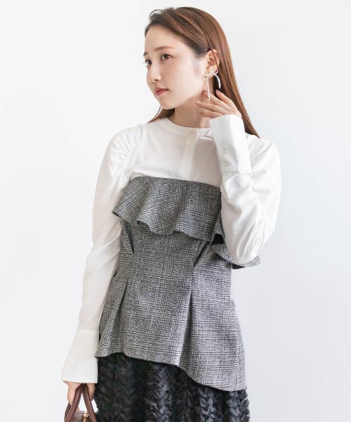 【SALE】ラッフルフリルビスチェ＆ブラウスセット