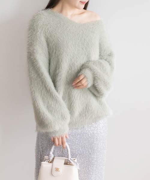 【SALE】フェザーヤーンシャギーニット