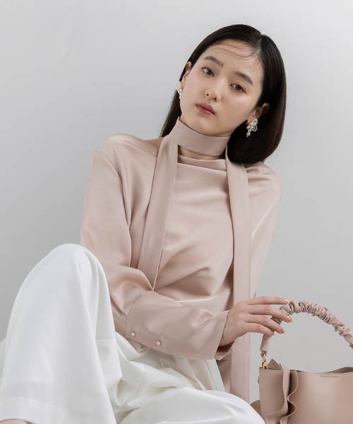 【SALE】サテンドレープブラウス