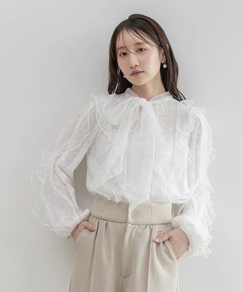 【Heart Collection】ハートチュールフリルボウタイブラウス