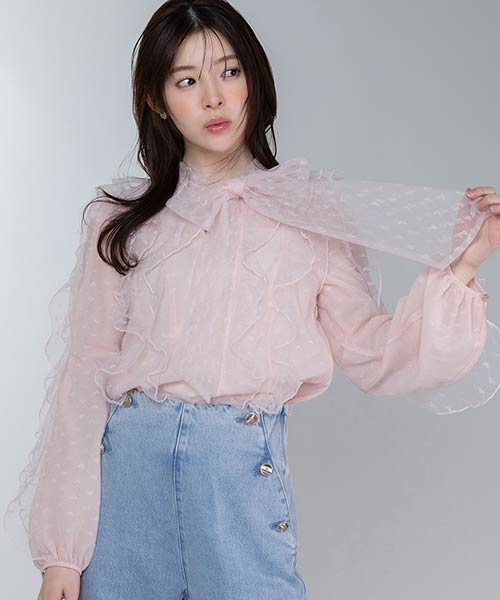 【Heart Collection】ハートチュールフリルボウタイブラウス