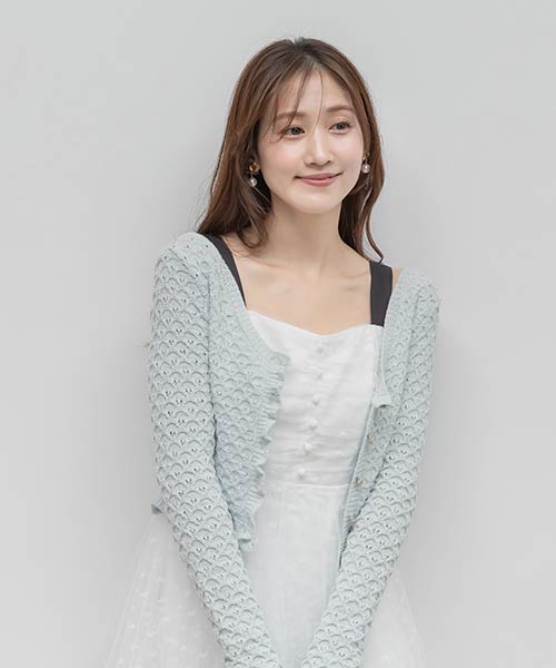 【Heart Collection】ハートビジューフリルニットカーディガン