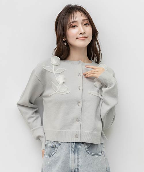 フラワーモチーフカーディガン