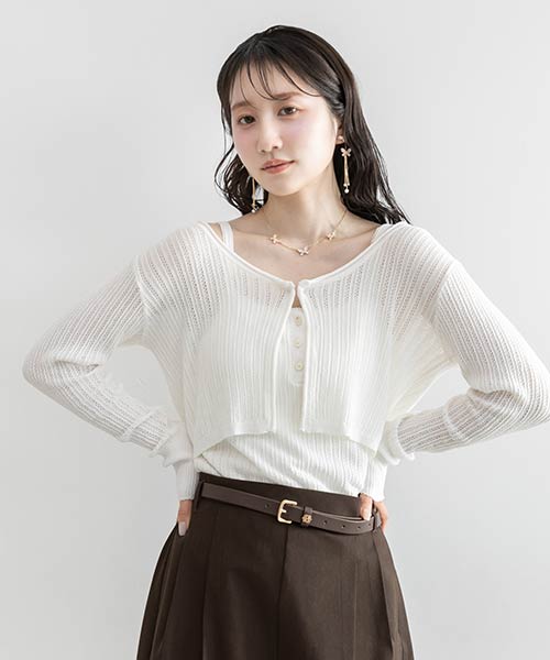 レース編みアンサンブルニット