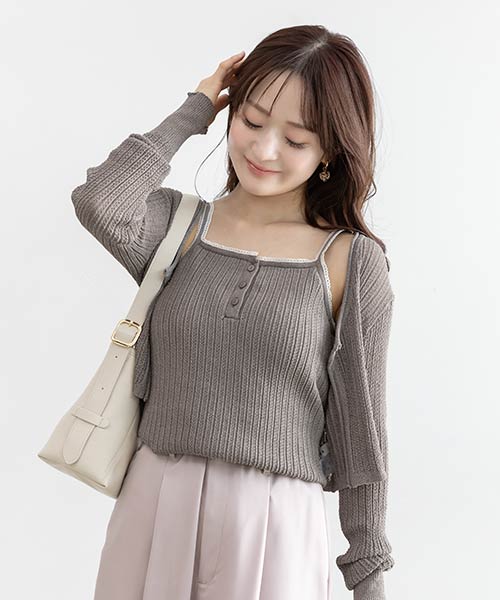 レース編みアンサンブルニット