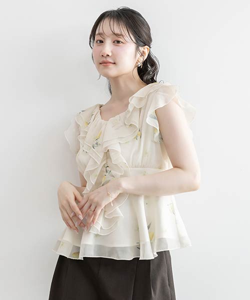 【Lemon Collection】レモンフラワーラッフルブラウス