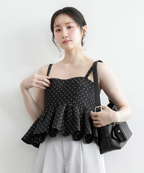 ビスチェライクペプラムキャミトップス