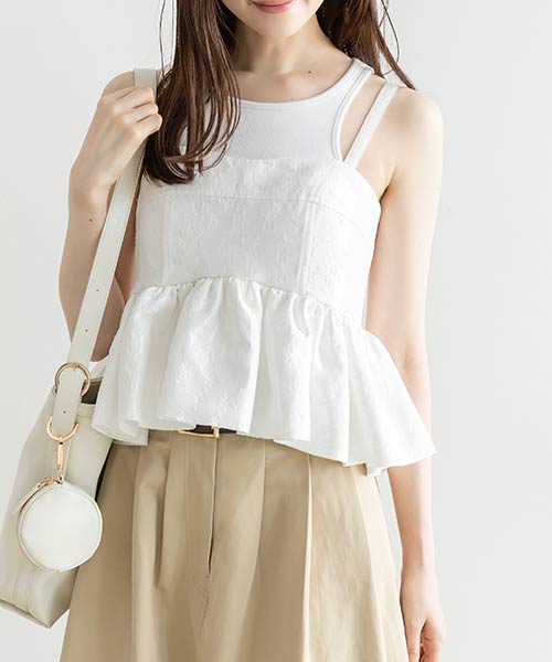 ビスチェライクペプラムキャミトップス