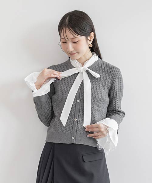 シャツドッキングレイヤードニット