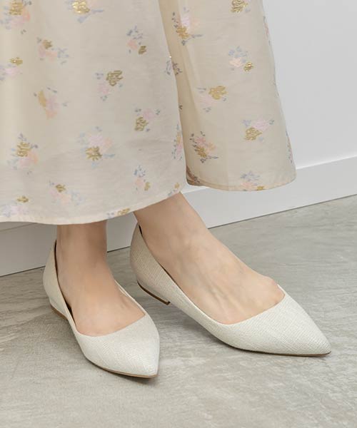 新色/ポインテッドトゥローヒールパンプス