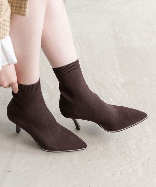 【SALE】グリッターラインニットソックスブーツ