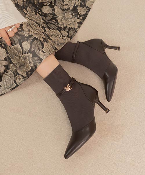 【SALE】【WEB限定カラーあり】ゴールドパーツニットドッキングブーツ