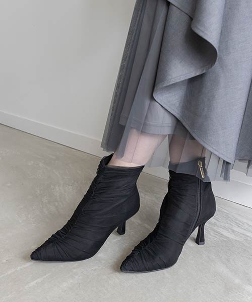 【SALE】チュールギャザーショートブーツ