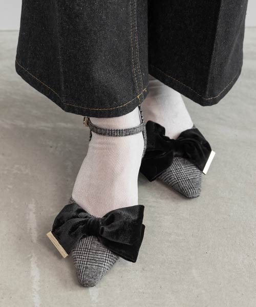 【25AW】ベロアリボンストラップパンプス