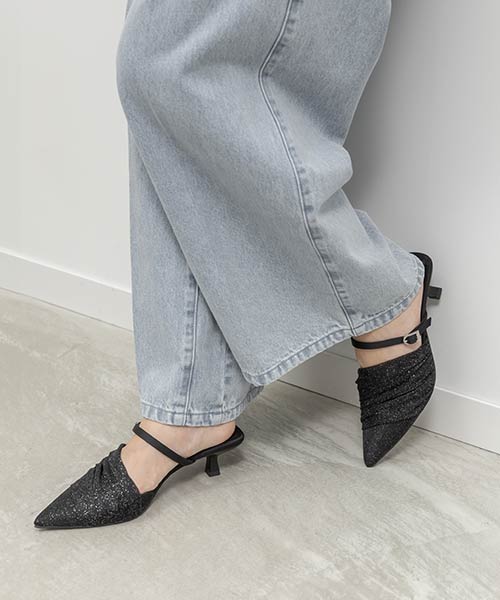 【26SS】シアーギャザーミュールパンプス