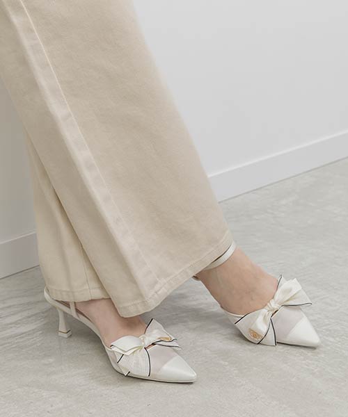 リボンアンクルストラップパンプス