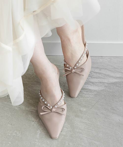 【26AW】パールベルトミュールパンプス