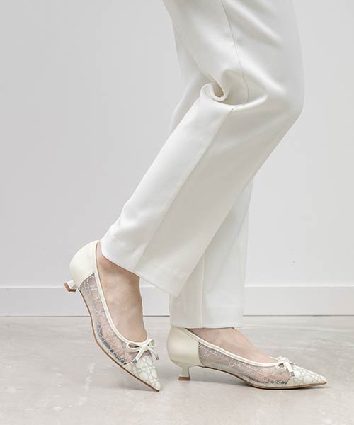 【26SS】グリッターラインチュールパンプス