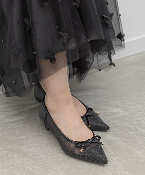 【26SS】グリッターラインチュールパンプス