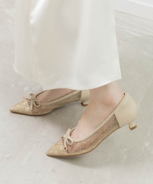 【26SS】グリッターラインチュールパンプス