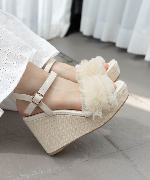 ボリュームチュールウェッジサンダル