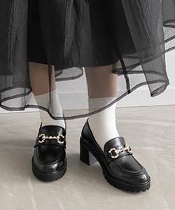 【再入荷】ボリュームソールビジュービットローファー