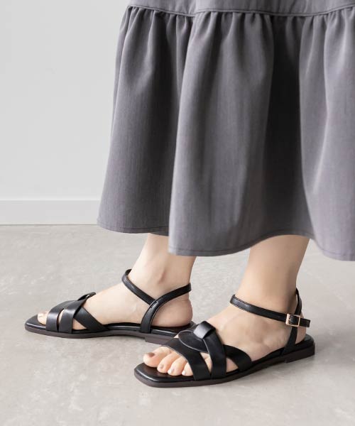 【SALE】編みデザインストラップサンダル