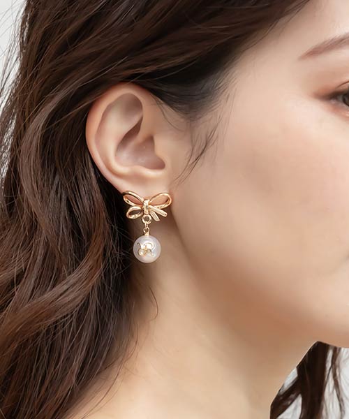 【25AW】モノグラムリボンピアス