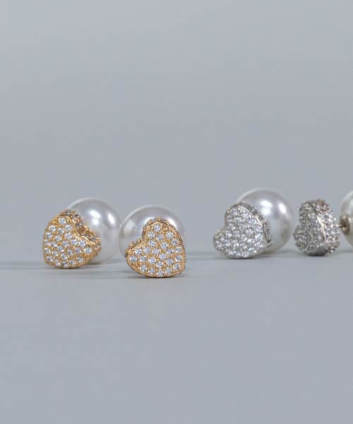 【Heart Collection】ハートビジューピアス