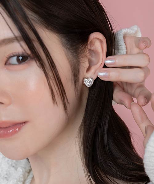 【Heart Collection】ハートビジューピアス