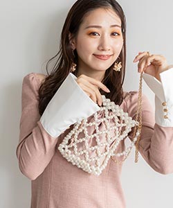 パール×クリアビーズ2WAYショルダーミニバッグ