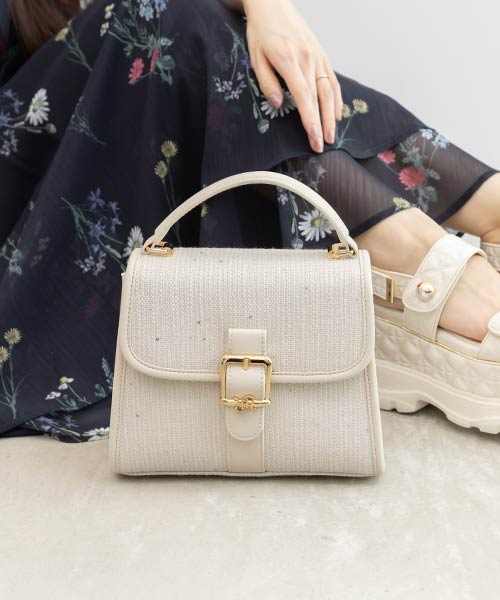 2WAY モノグラムバックルハンドバッグ