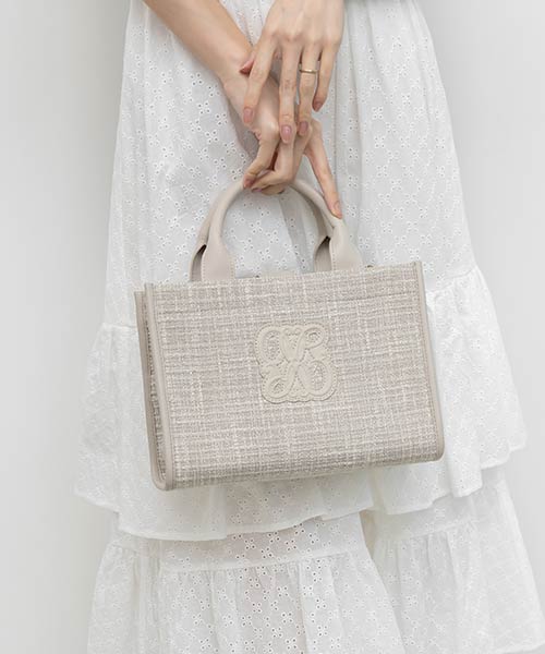 2WAY  サマーツイードモノグラムデザイントートバッグ