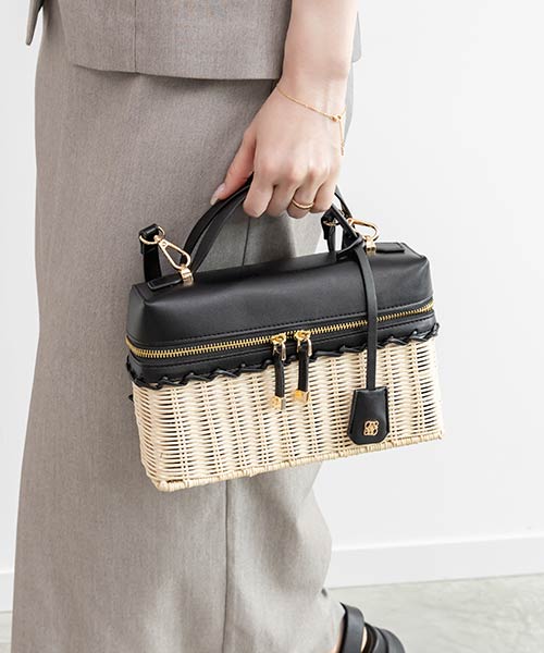 2WAY ラタンデザインショルダーバッグ