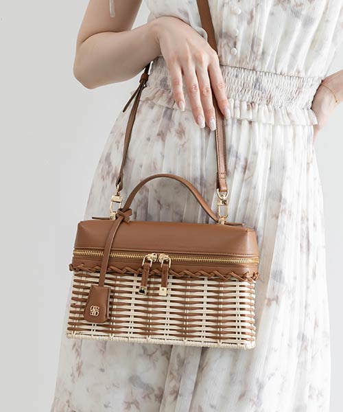 2WAY ラタンデザインショルダーバッグ