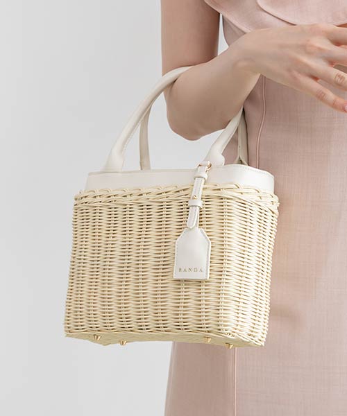 2WAY ラタンデザインハンドバッグ