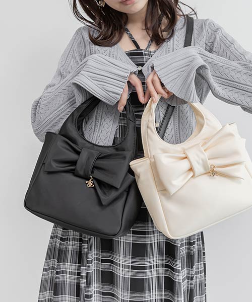 2WAY リボンデザインハンドバッグ