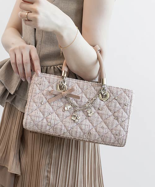 【BAG DAY SPECIAL】2WAY チャーム付きビジューキルティングバッグ