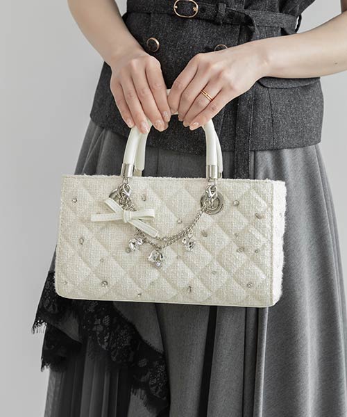 【BAG DAY SPECIAL】2WAY チャーム付きビジューキルティングバッグ