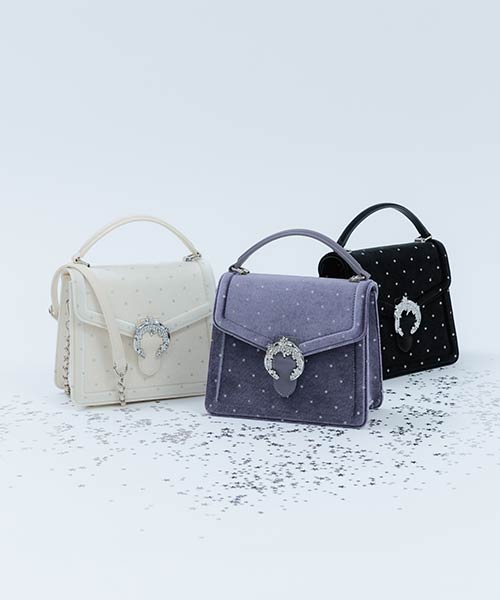 【Holiday Collection】2WAY スタームーンベロアハンドバッグ