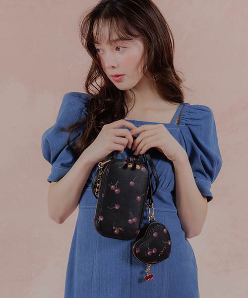 【Cherry＆Strawberry】ハートポーチ付き2WAYマルチショルダーバッグ