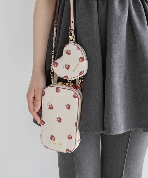 【Cherry＆Strawberry】ハートポーチ付き2WAYマルチショルダーバッグ
