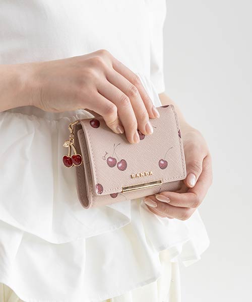 【Cherry&Strawberry】チャーム付き三つ折りウォレット